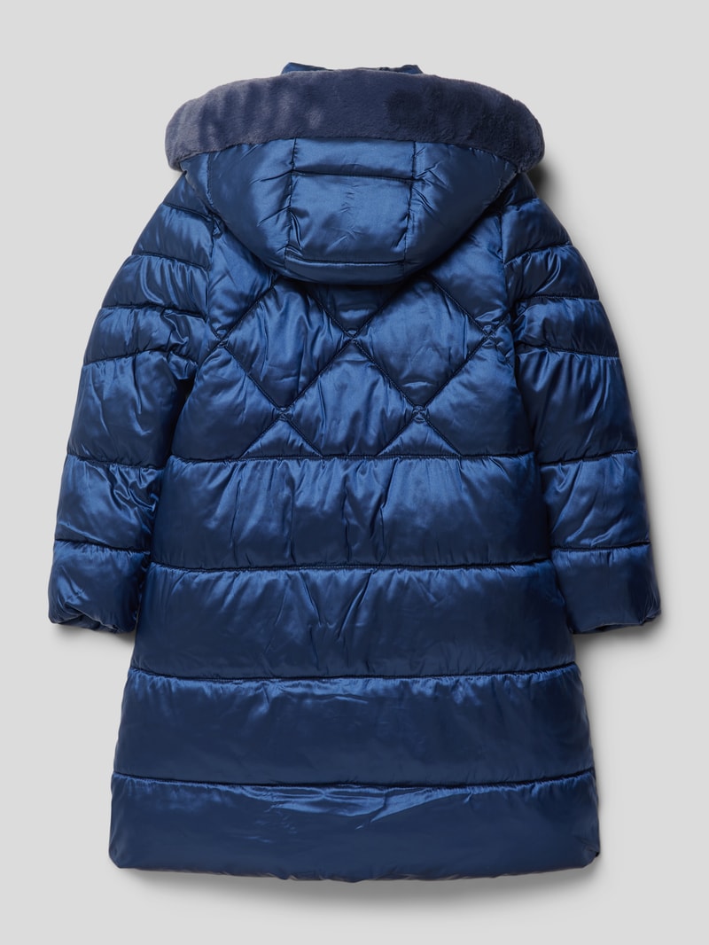 Steppmantel mit Kapuze in marineblau