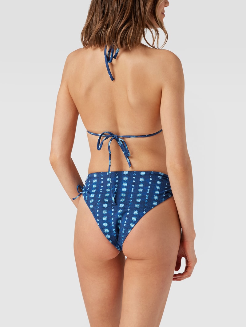 Bikini-Oberteil mit Allover-Muster in blau meliert