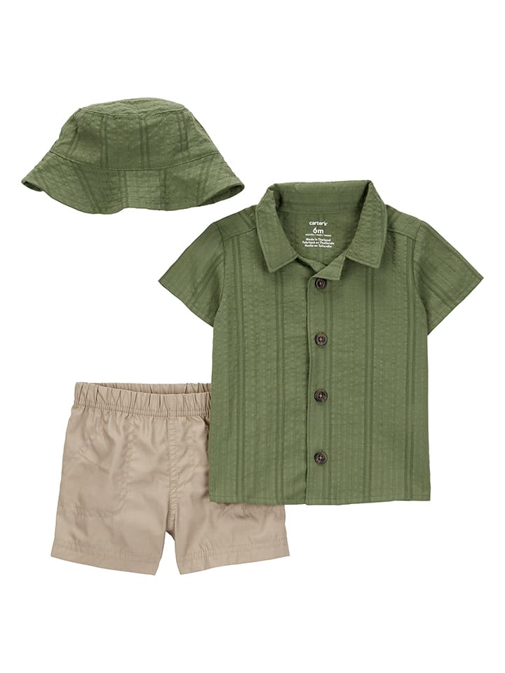 carter's 3tlg. Outfit in Beige/ Grün günstig kaufen