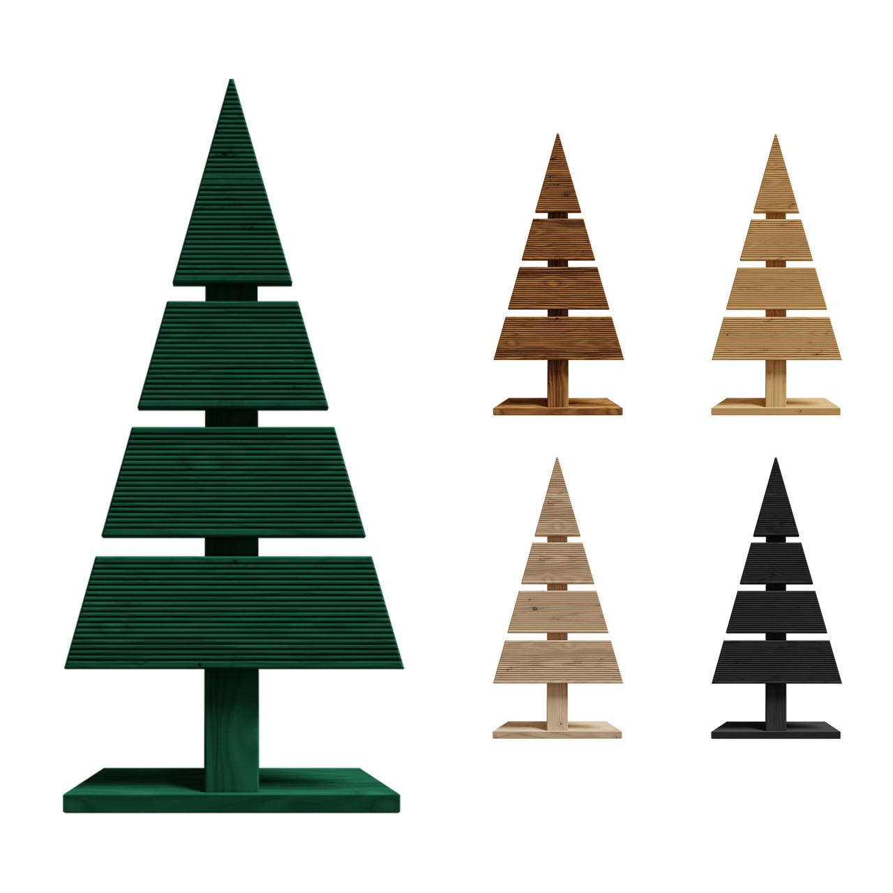 Pemicont Floranica Holz-Weihnachtsbaum Naturholz Dekobaum Tanne 60x27cm Weihnachtsdekoration Grün