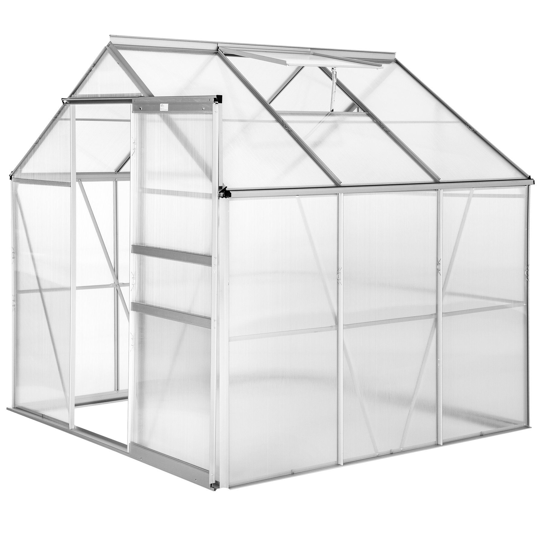 tectake Gewächshaus Gewächshaus aus Aluminium ohne Fundament, 0,40 mm Wandstärke