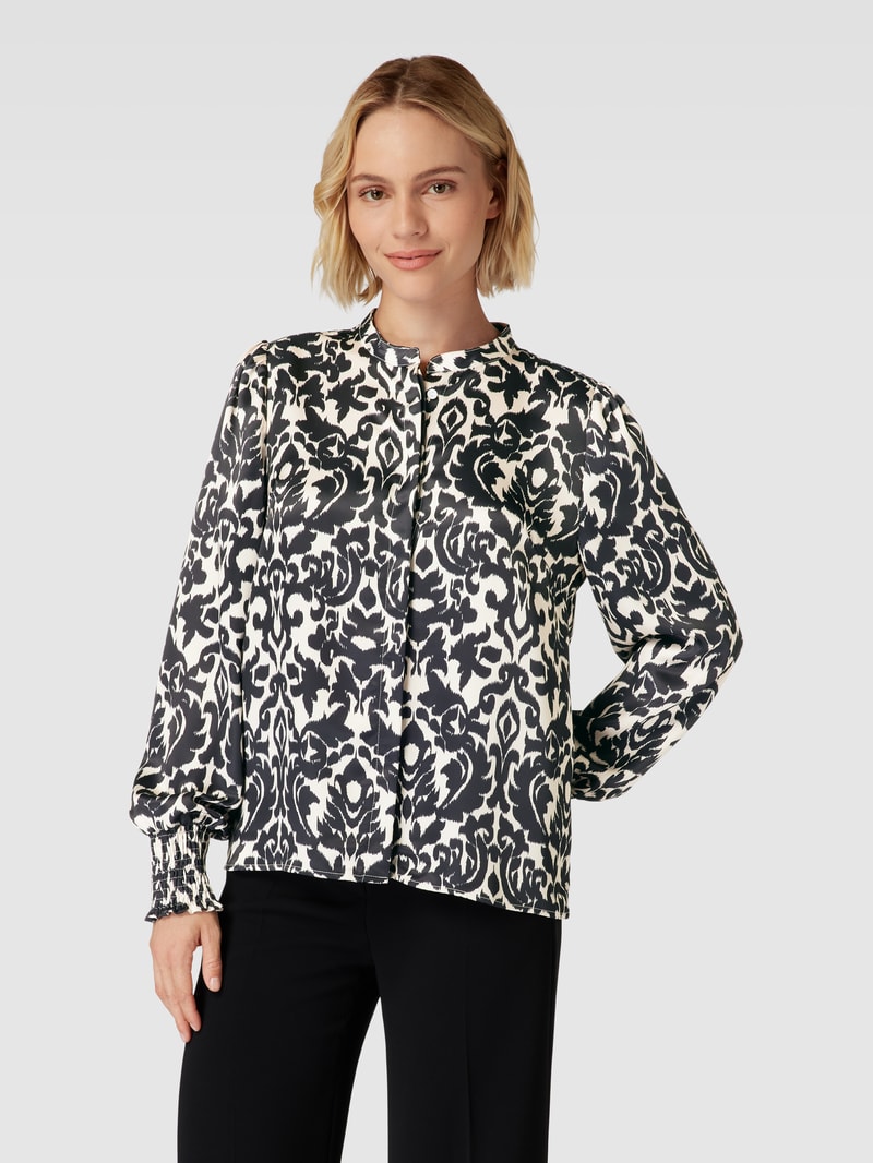 Bluse mit verdeckter Knopfleiste Modell 'Kala' in schwarz