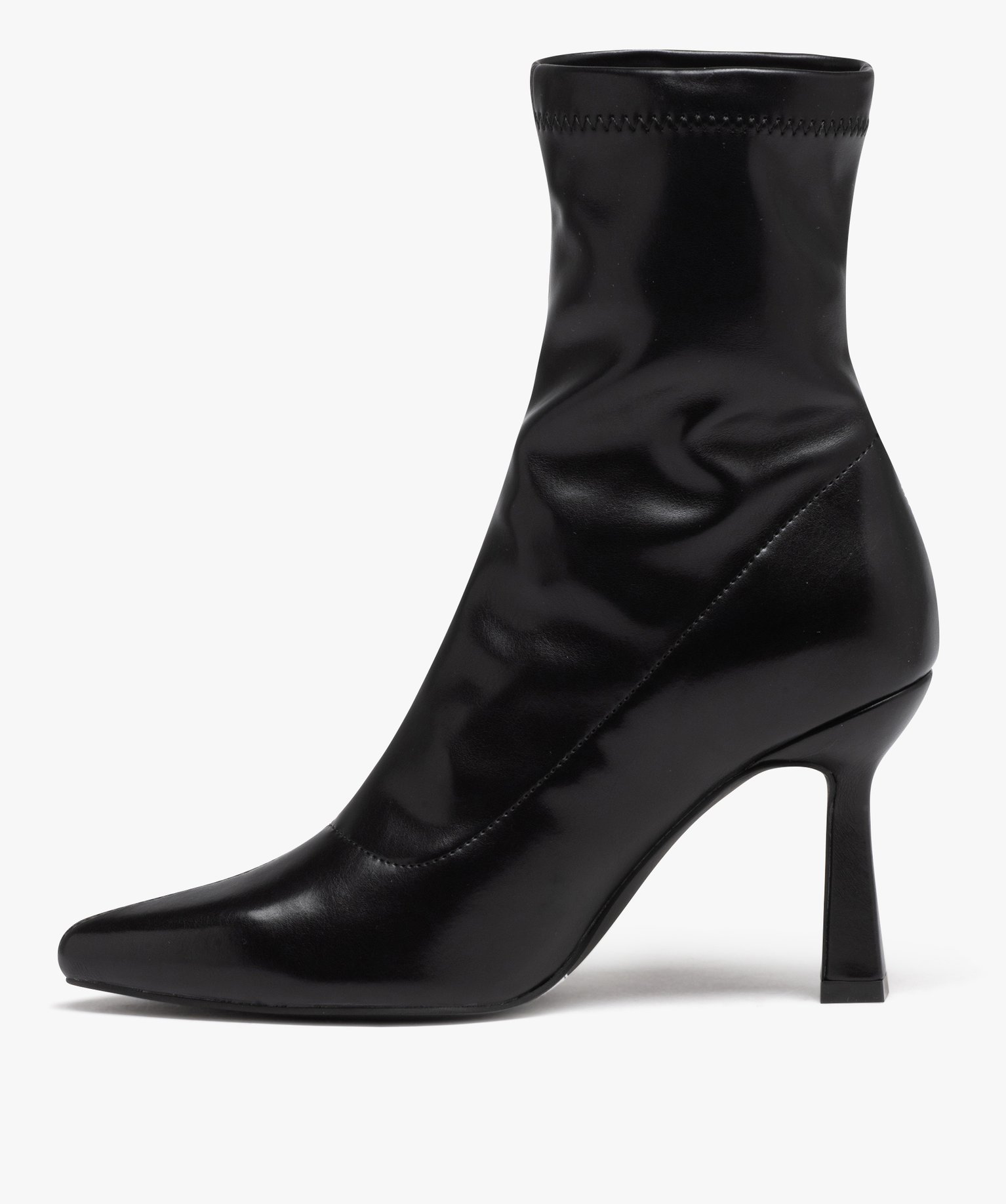 Boots femme unies à talon haut avec col élastique noir | GEMO