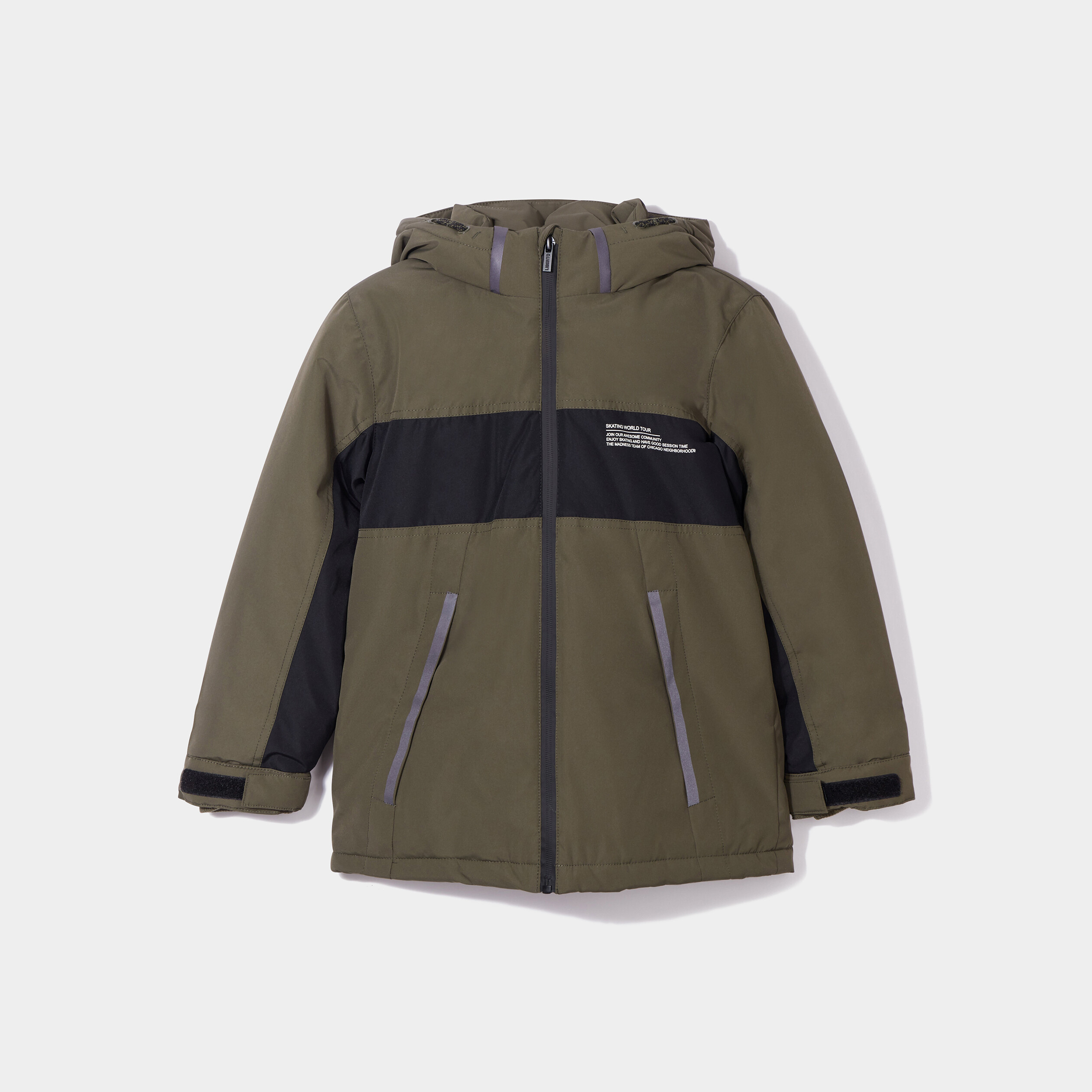 Parka mi-longue zippée à capuche noir garçon | La Halle