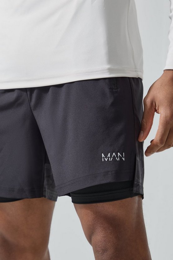Man Active 2-in-1 Camouflage Shorts