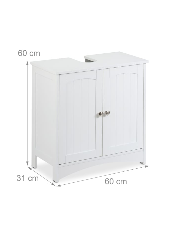 relaxdays Waschbeckenunterschrank in Weiß - (B)60 x (H)60 x (T)31 cm günstig kaufen onesize