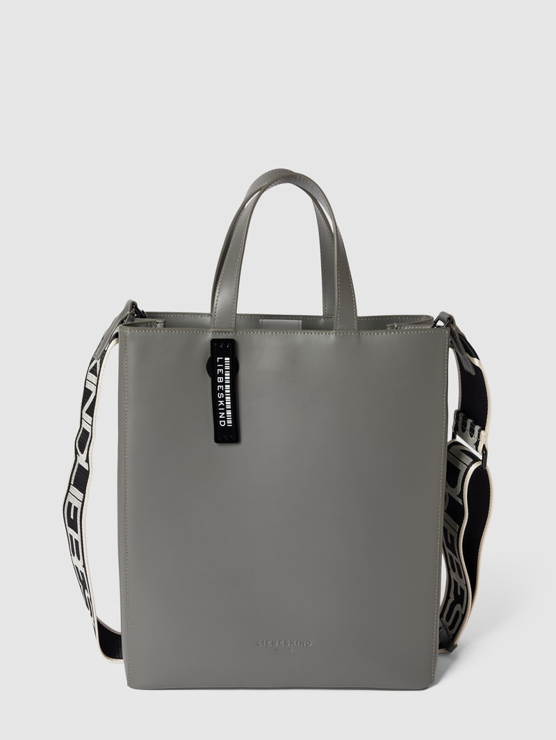 Tote Bag mit Label-Details Modell 'Paper' in dunkelgrau