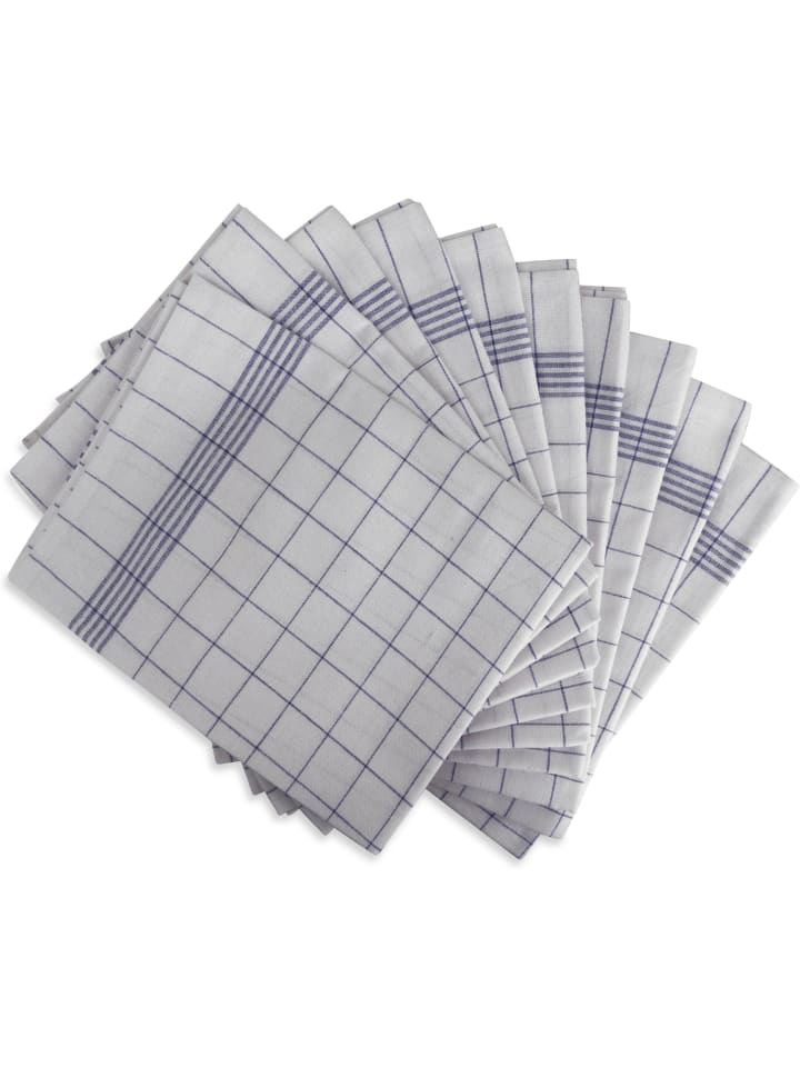 Aspero 10 Geschirrtücher Classic in Weiß/Blau günstig kaufen 75 x 60 cm