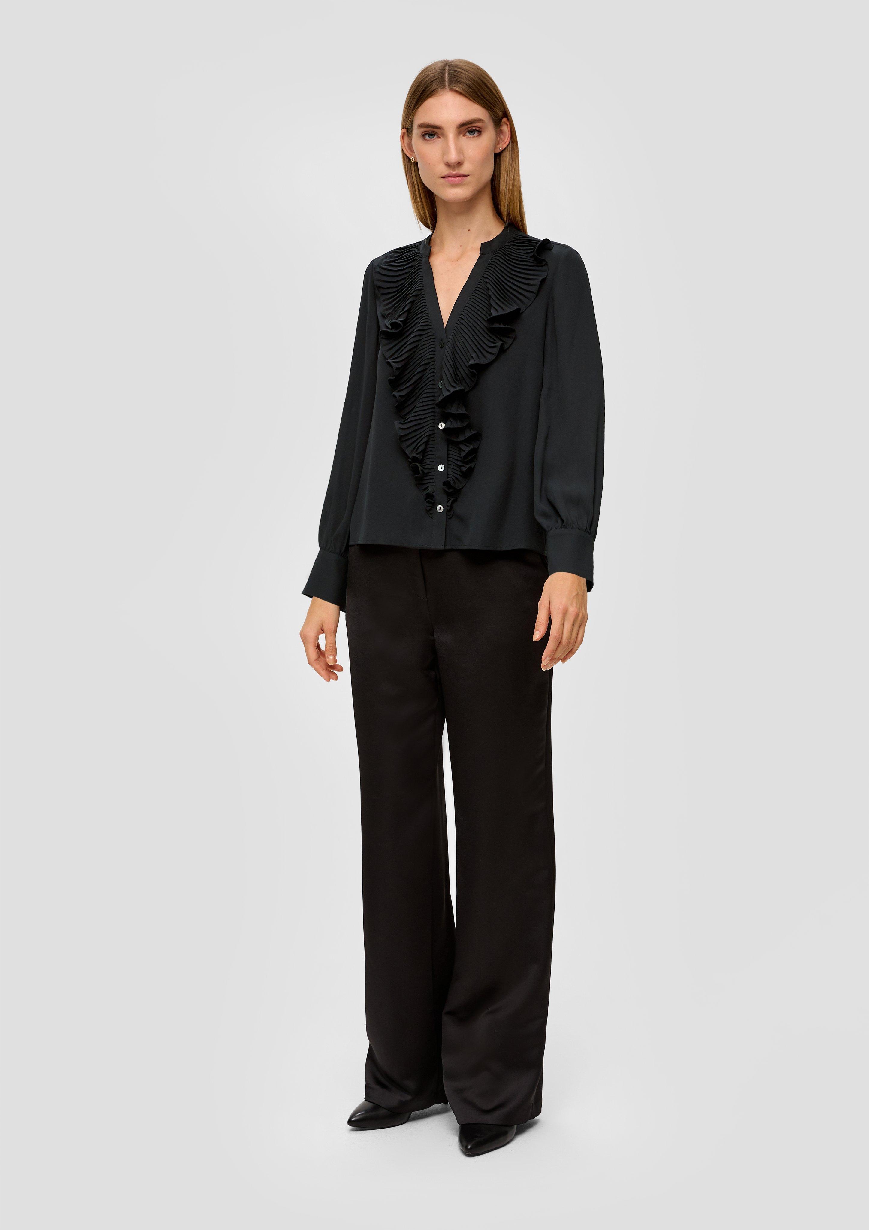 Crêpe-Bluse mit plissierten Volants  2139580-9999