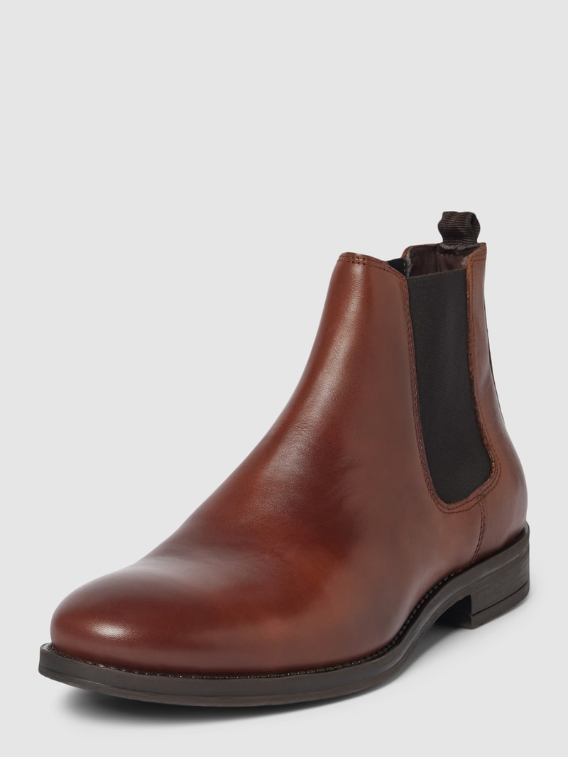 Ankle-Boots mit strukturierter Sohle in cognac