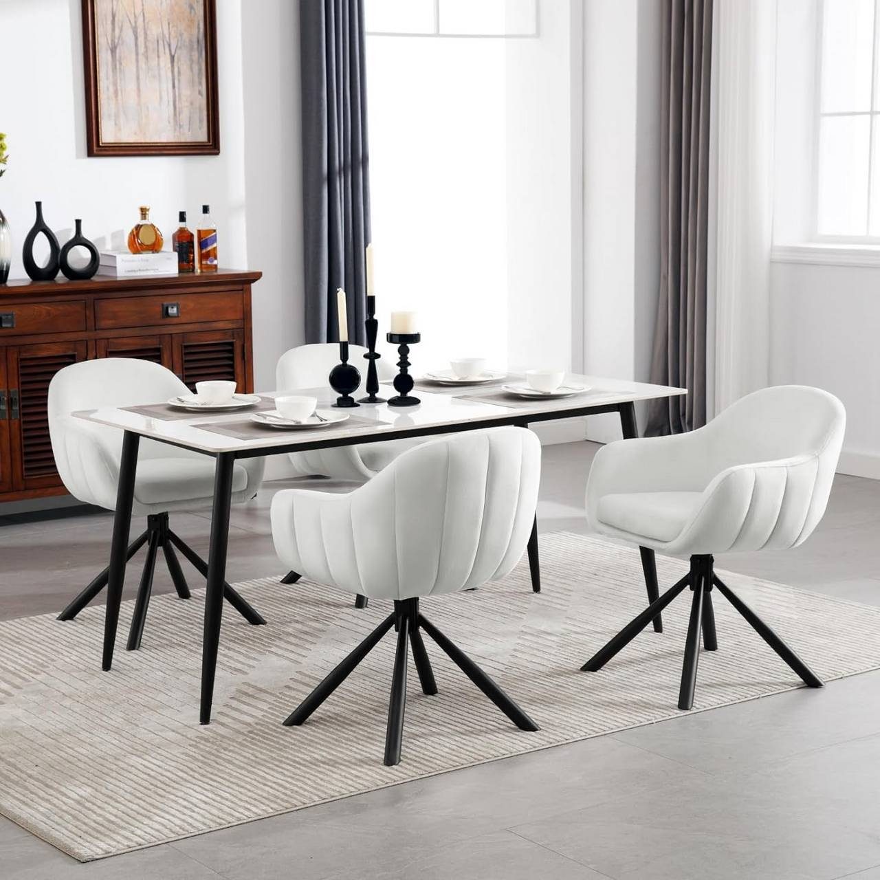 Woltu 4-Fußstuhl (2 St), Esszimmerstühle drehbar 2er Set, Loungesessel