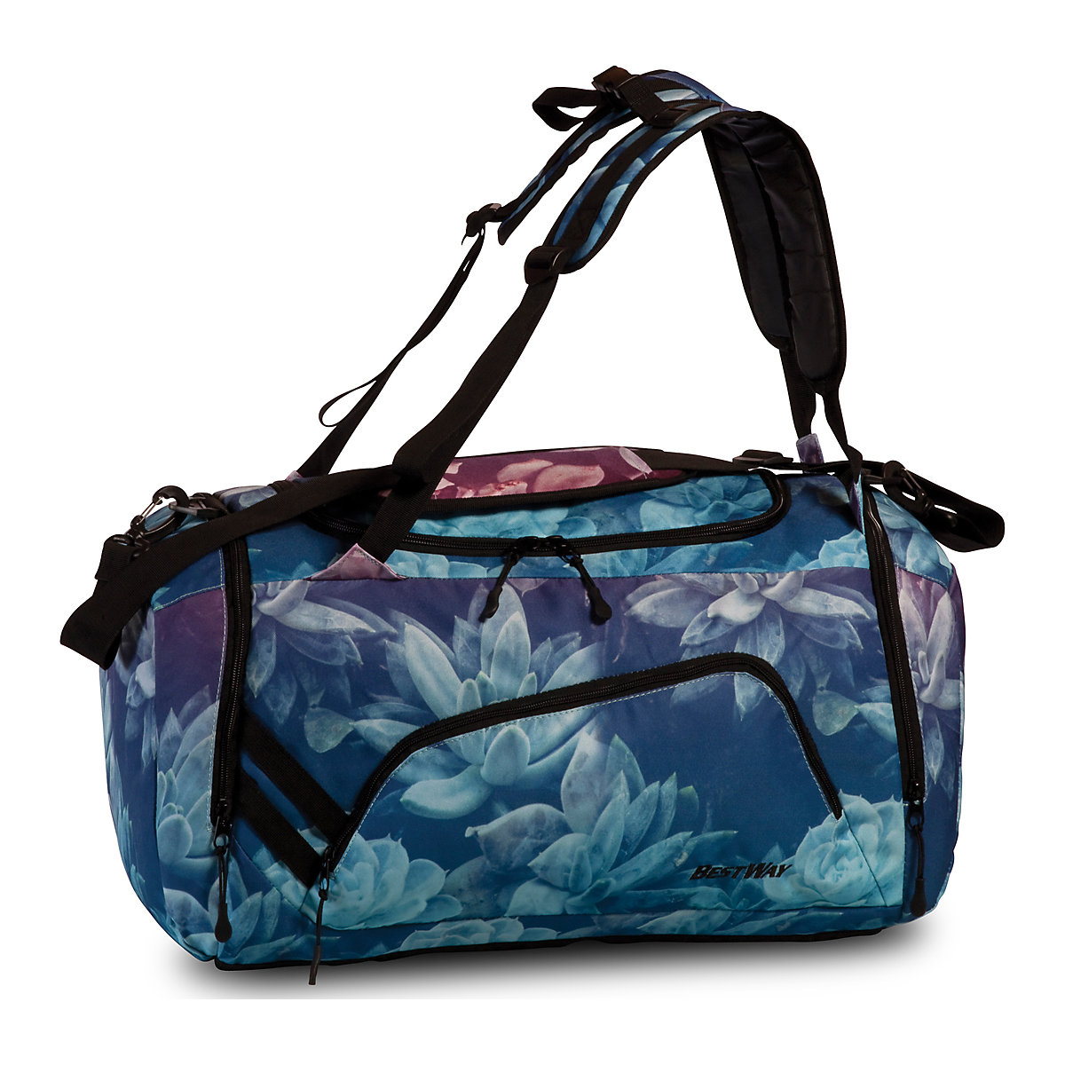 Rucksack-Sporttasche blau/floral