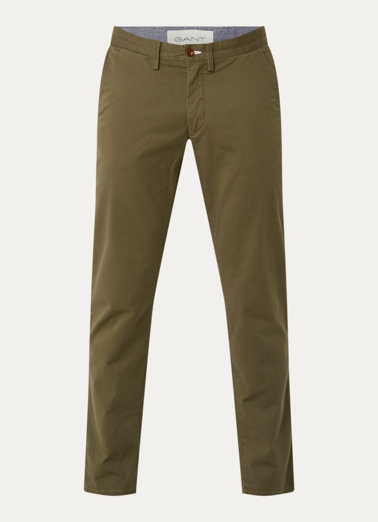 Pantaloni chino Gant slim fit, confecționați din amestec de bumbac organic, cu buzunare laterale.