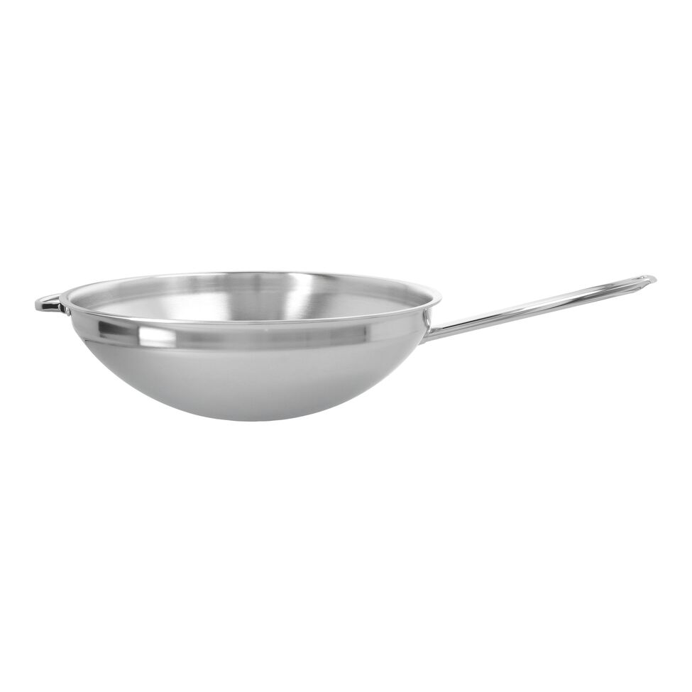 Wok flacher Boden 36 cm, 18/10 Edelstahl