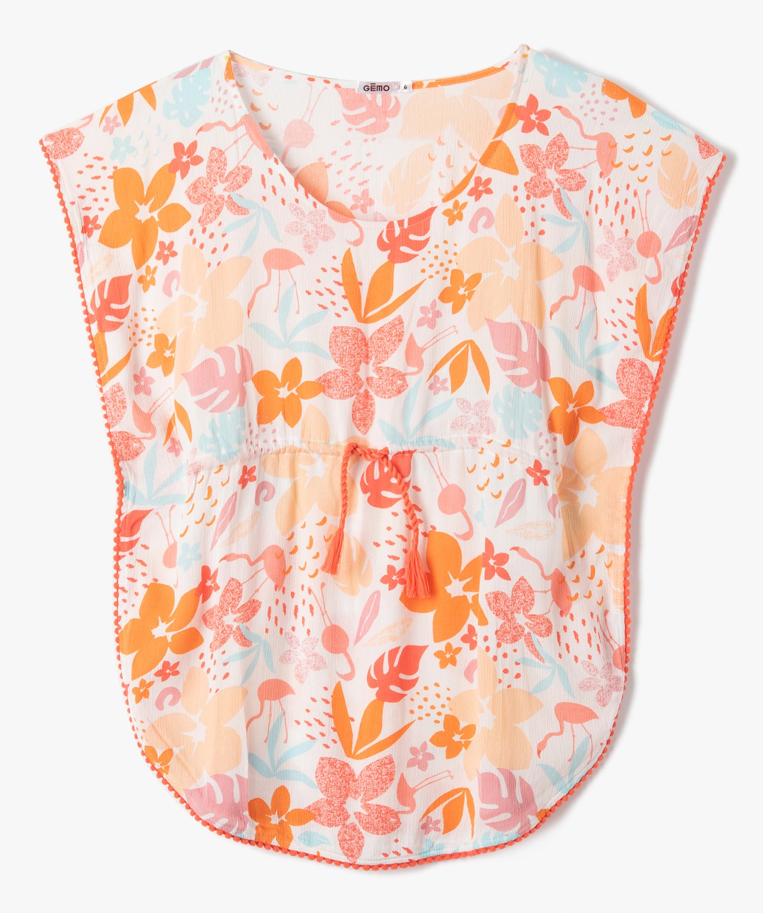 Robe de plage fille à motifs fleuris imprime | GEMO