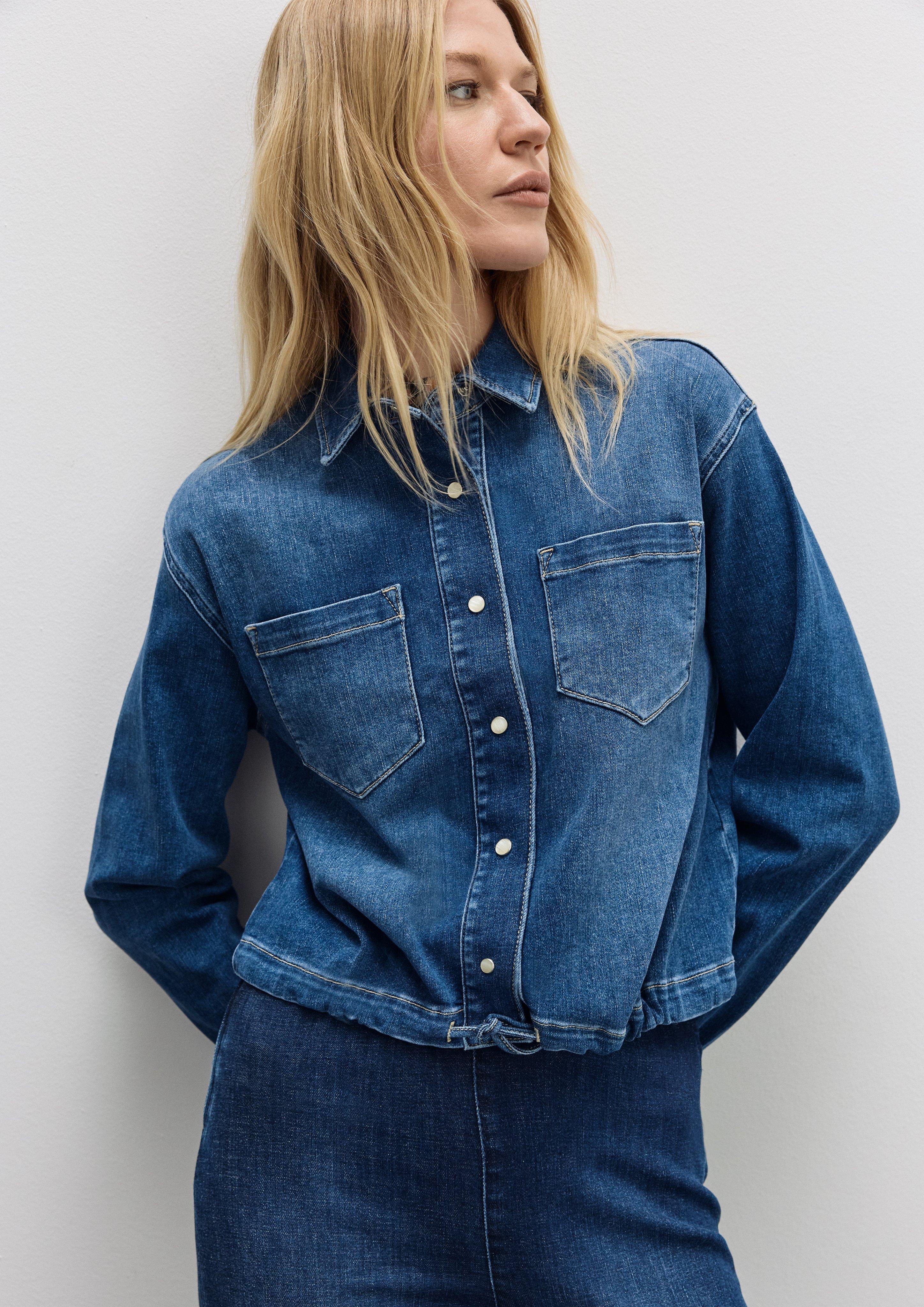 Softe Blousson-Jeansjacke mit Druckknöpfen - blau
