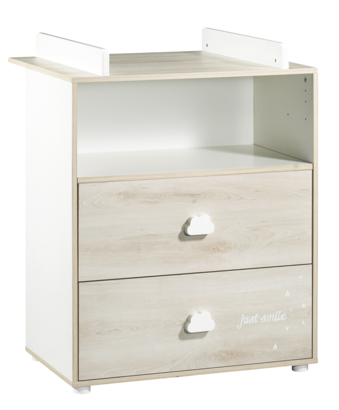 Commode à langer 2 en 1 hêtre cendré Smile