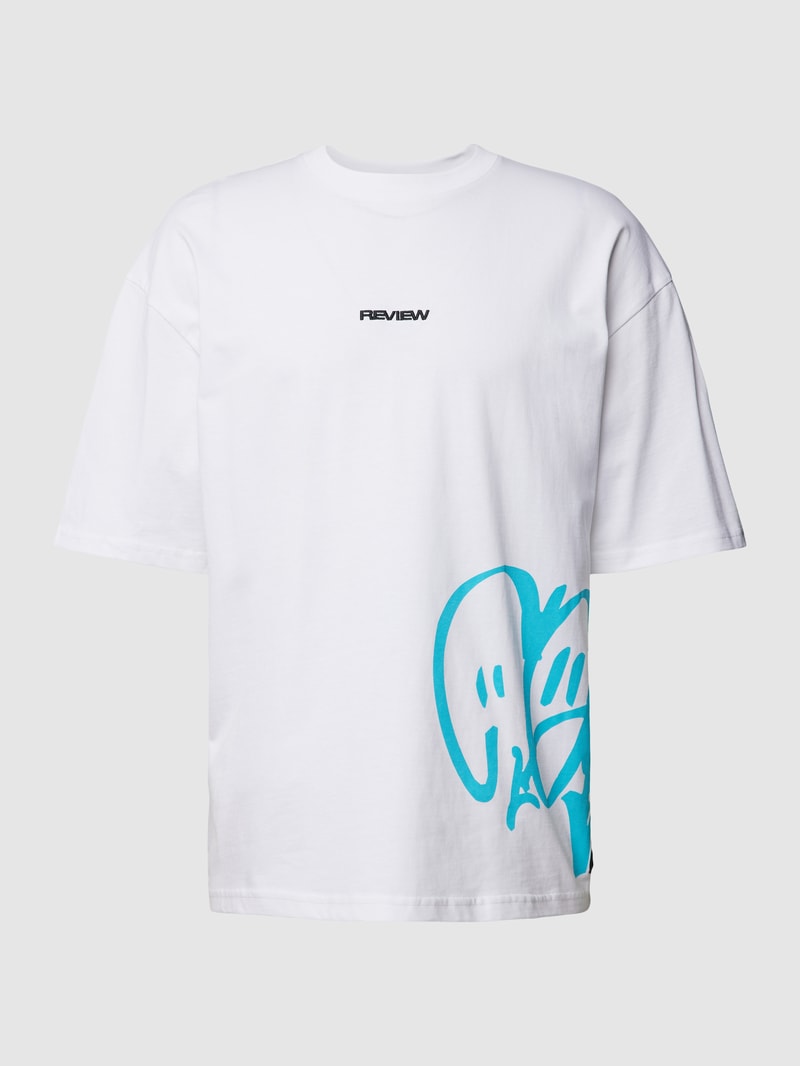 T-Shirt mit Label-Print in weiß