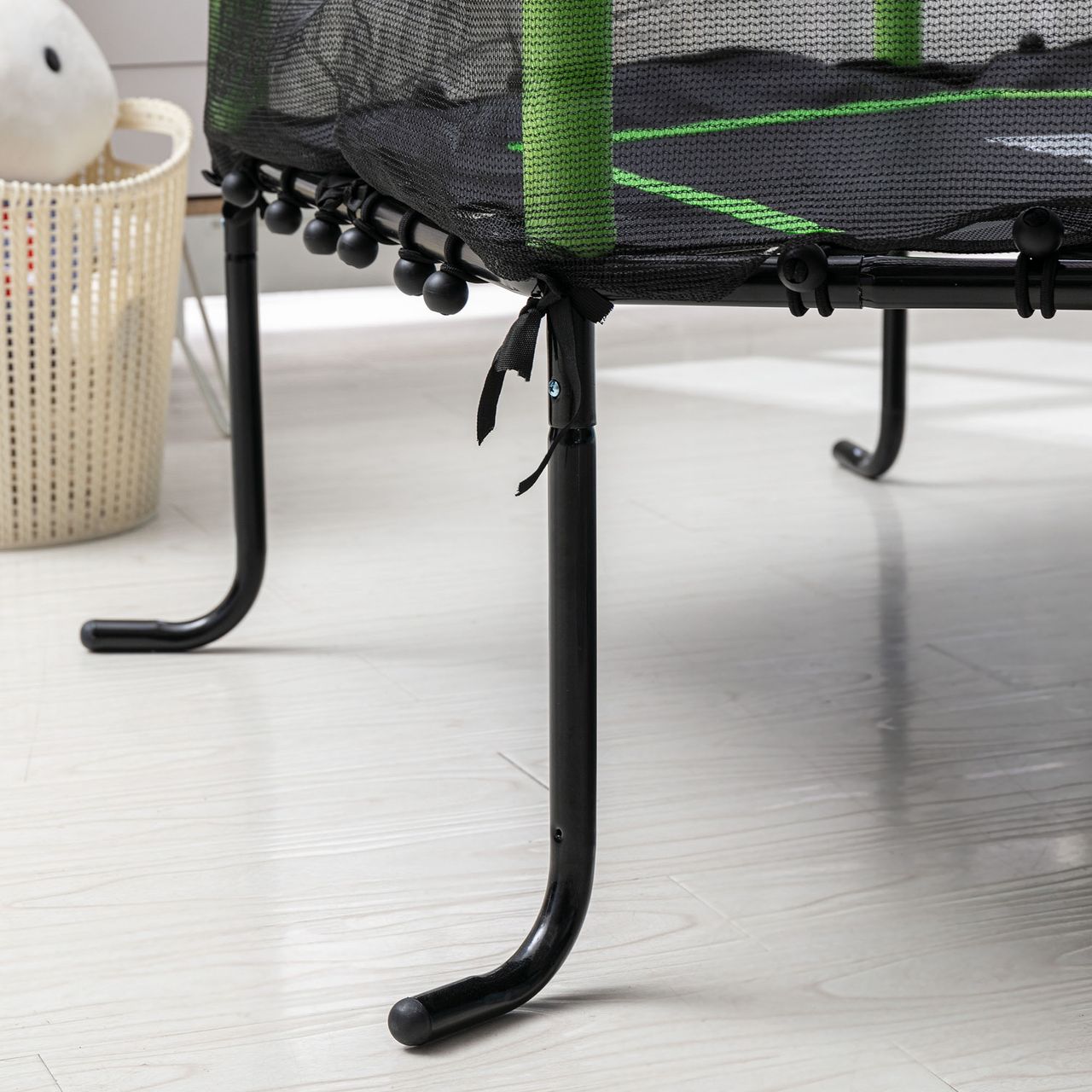 HOMCOM 5,3FT Trampolin für Kinder Gartentrampolin mit Sicherheitsnetz Randabdeckung Gummiseil gepolstert Fitness-Trampolin Mini-Trampoline mit Netz Stahl Grün 163,5H cm bis 60 kg