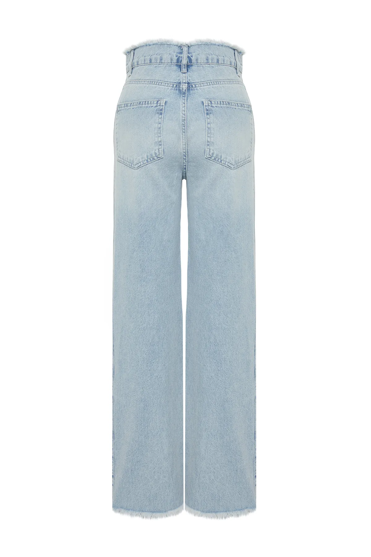 Trendyol Collection  Hellblaue Jeans mit hoher Taille und weitem Bein und Quastendetails TWOSS24JE00151
