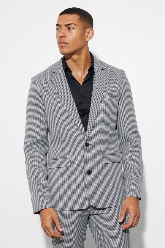 Einreihige Skinny Hahnentritt-Anzugjacke