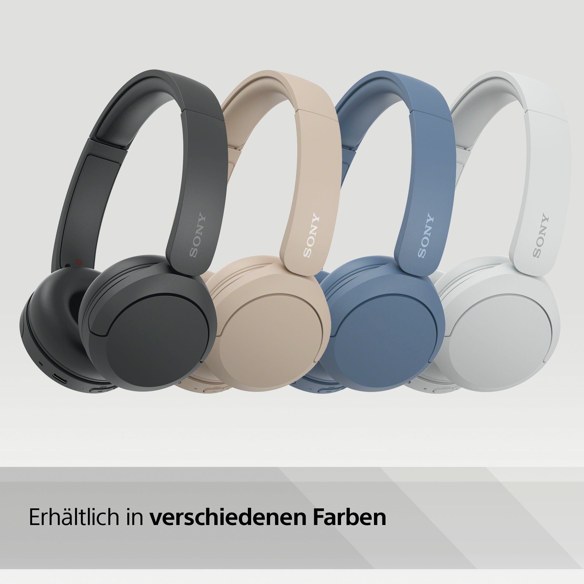 Sony WHCH520 On-Ear-Kopfhörer (Freisprechfunktion, Rauschunterdrückung, Google Assistant, Siri, Bluetooth, 50 Std. Akkulaufzeit)