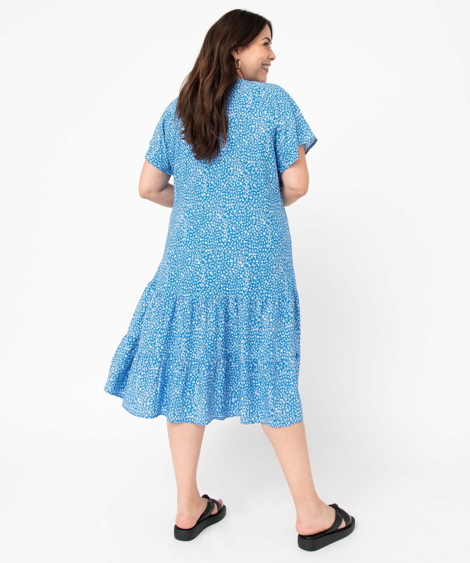Robe femme grande taille fleurie à volants imprime | GEMO