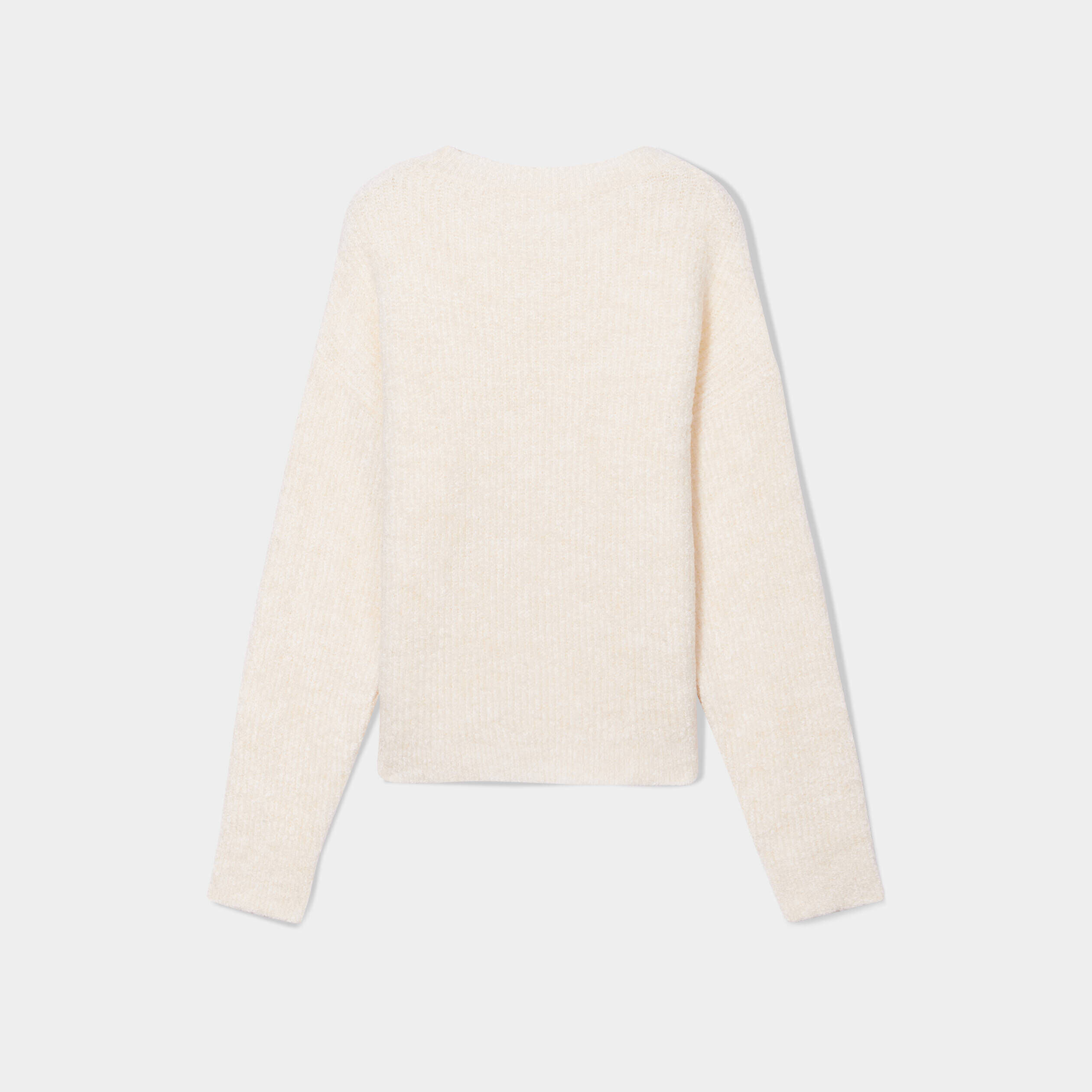 Pull manches longues col rond ecru femme | Cache Cache