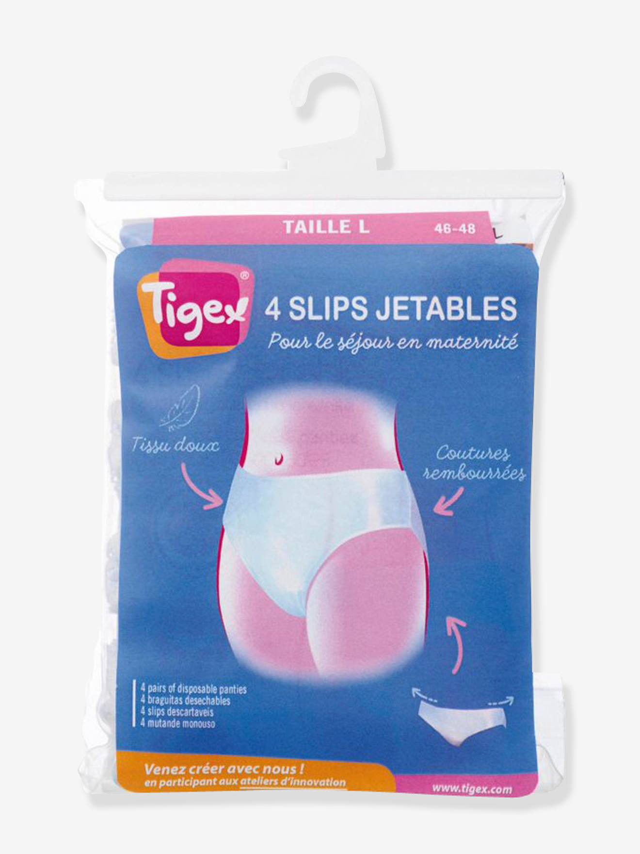 Lot de 4 slips jetables TIGEX blanc
