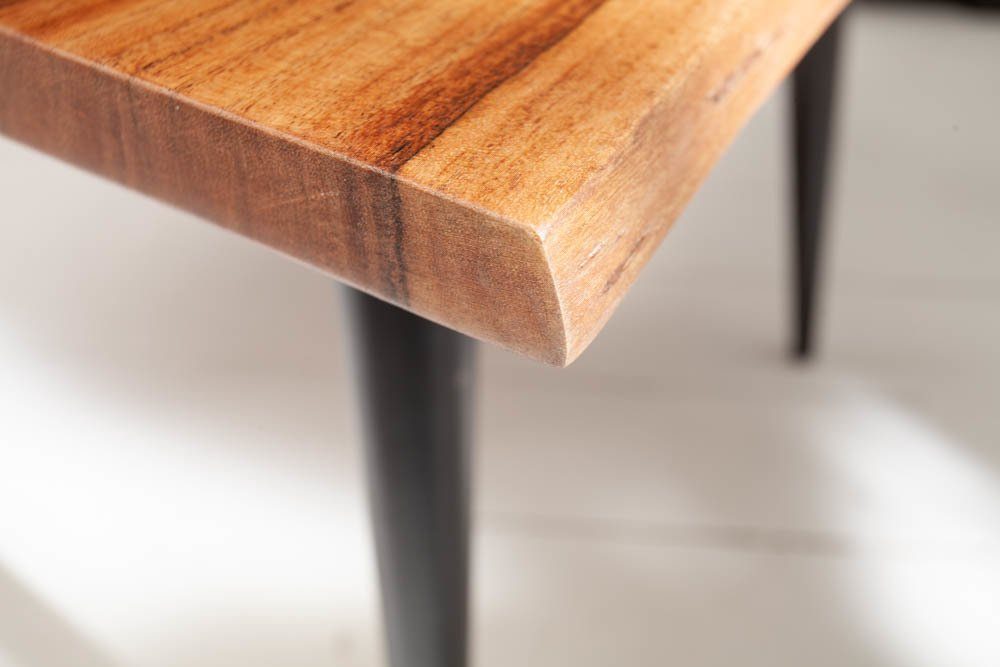 riess-ambiente Beistelltisch ORGANIC LIVING 60cm natur, Massivholz · Baumkante · Couchtisch · Metall-Beine · Akazie
