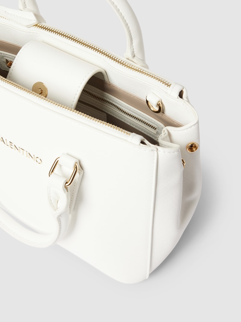 Umhängetasche mit Label-Detail Modell 'ZERO' in weiß