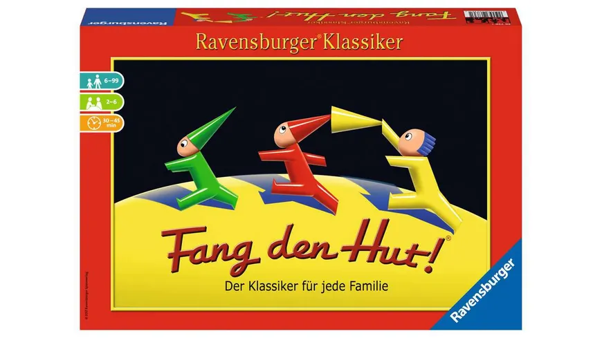 Ravensburger Spiel - Fang den Hut!® Hütchenspiel für 2-6 Spieler, Familienspiel ab 6 Jahren, Ravensburger Klassiker