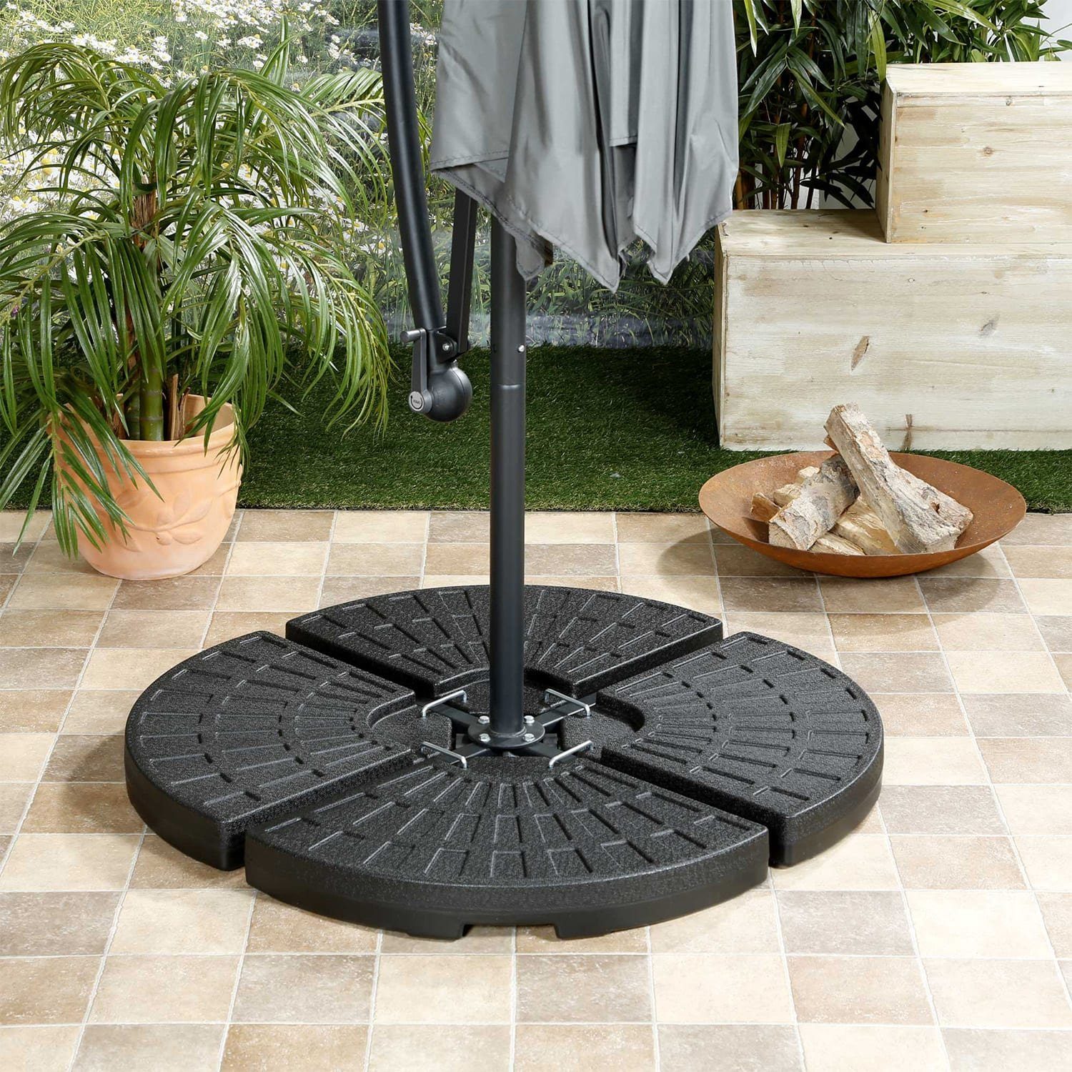 blumfeldt Schirmhalter Limousin Sonnenschirmständer-Gewichte 72 kg Leergewichte 4er-Set