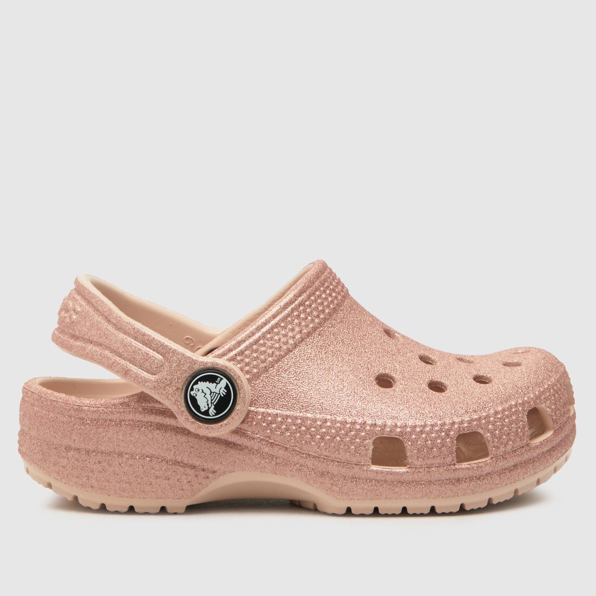 Crocs ljusrosa klassiska glitterträsko flickor småbarnssandaler