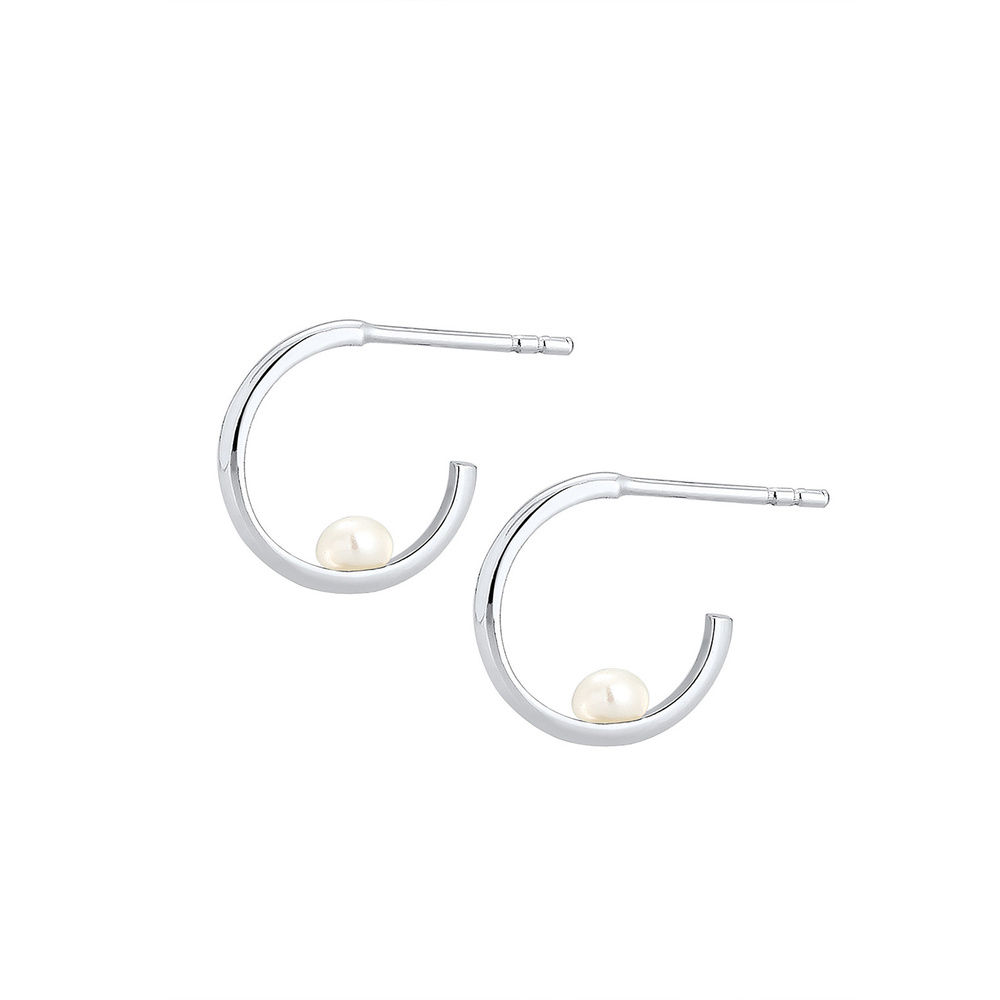 Elli Elli Boucles d'Oreilles Creole Hänger Geo Süwasserzuchtperle 925 Silber Boucles d'oreilles