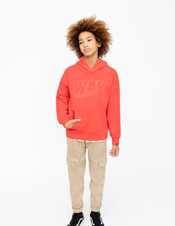 Sweat rouge maxi logo gomme garçon