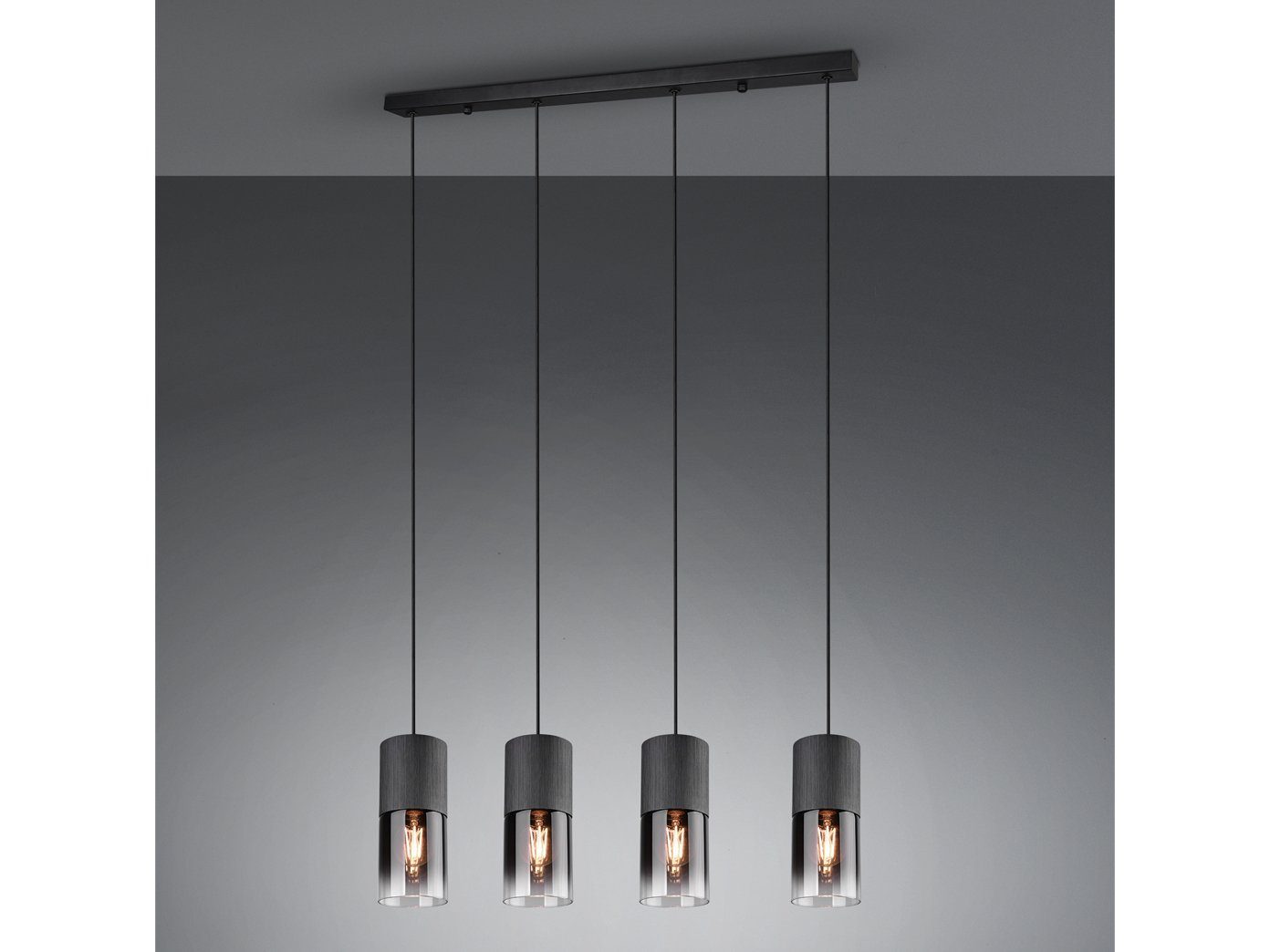 meineWunschleuchte LED Pendelleuchte, LED wechselbar, Warmweiß, Rauchglas Balken-leuchte mehrflammig für über-n Esstisch & Kochinsel