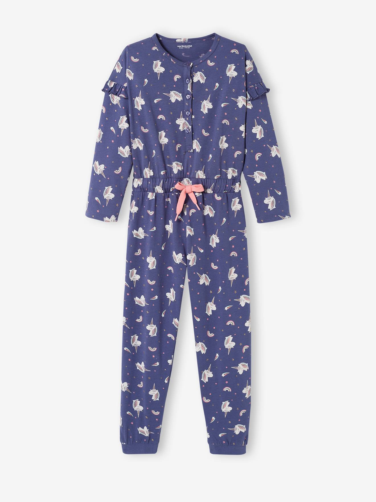Combi-pyjama licorne fille bleu moyen