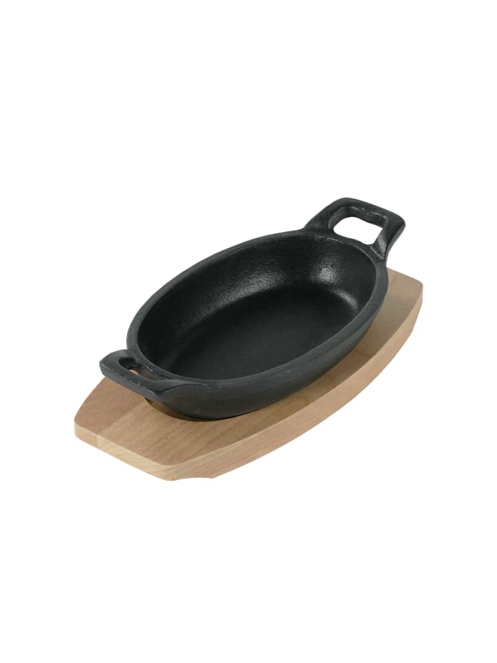 Stoneline Kleine Gusseisenpfanne Oval 14x9 cm, Emaille Servierpfanne in Schwarz günstig kaufen onesize