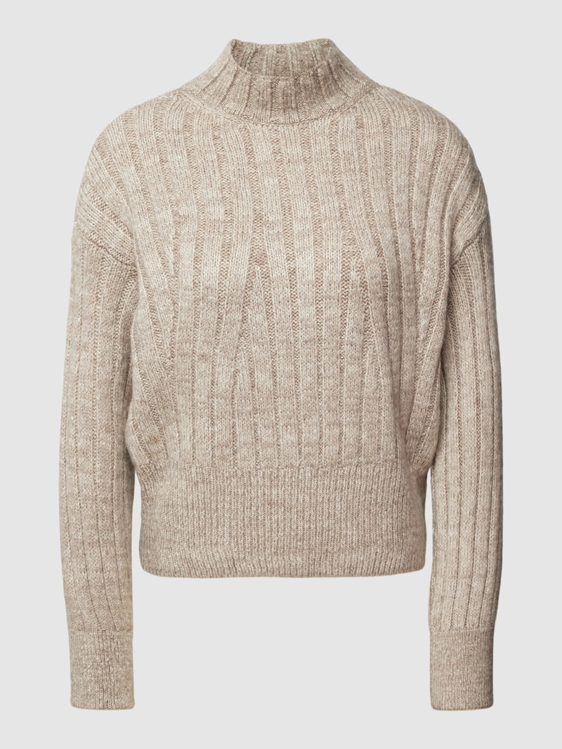 Strickpullover mit Stehkragen Modell 'AGNES' in hellbraun