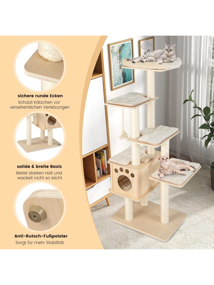 COSTWAY 6-stöckiger Kratzbaum 170cm in Beige günstig kaufen onesize