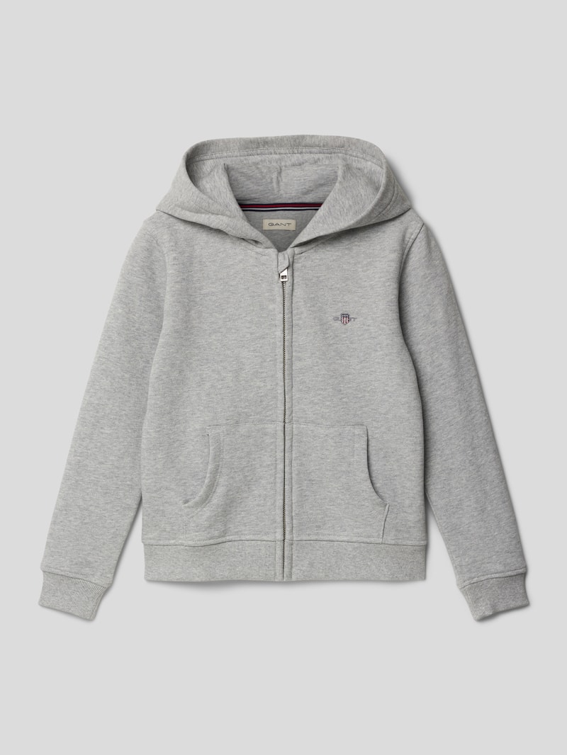 Sweatjacke in melierter Optik Modell 'SHIELD' in hellgrau