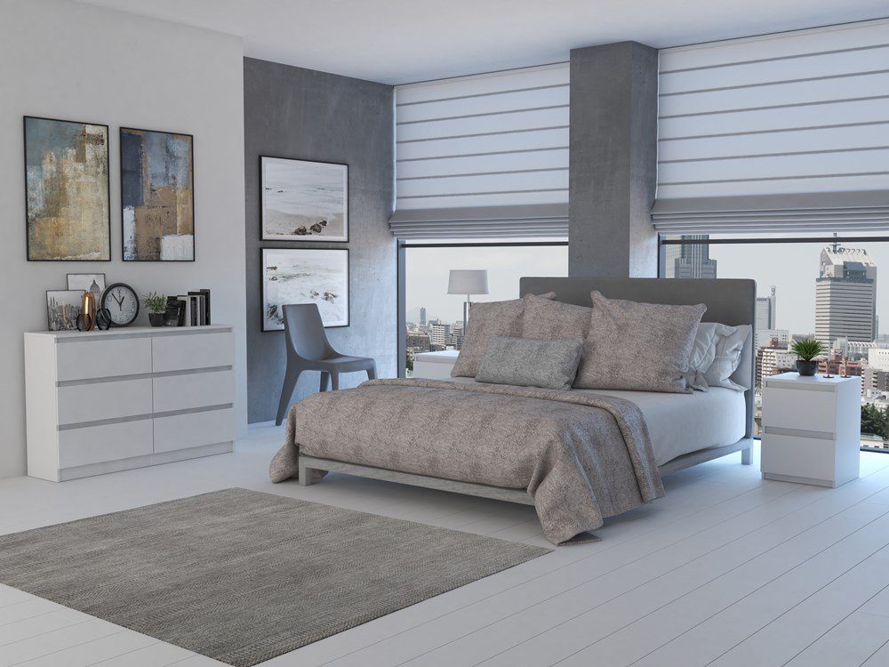 Home Collective Kommode weiß mit sechs Schubladen, Schlafzimmer Flur, Schrank, Sideboard, Highboard, Breite 120 cm Höhe 75cm