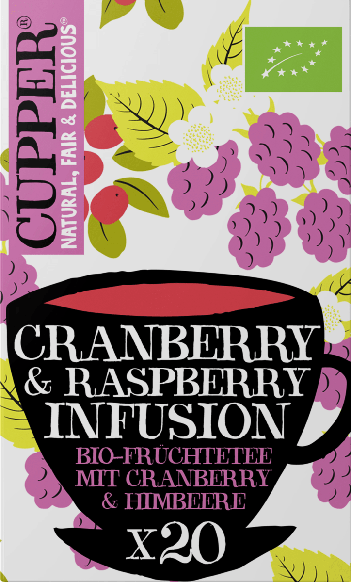 Früchtetee Cranberry, Himbeere (20 Beutel), 50 g