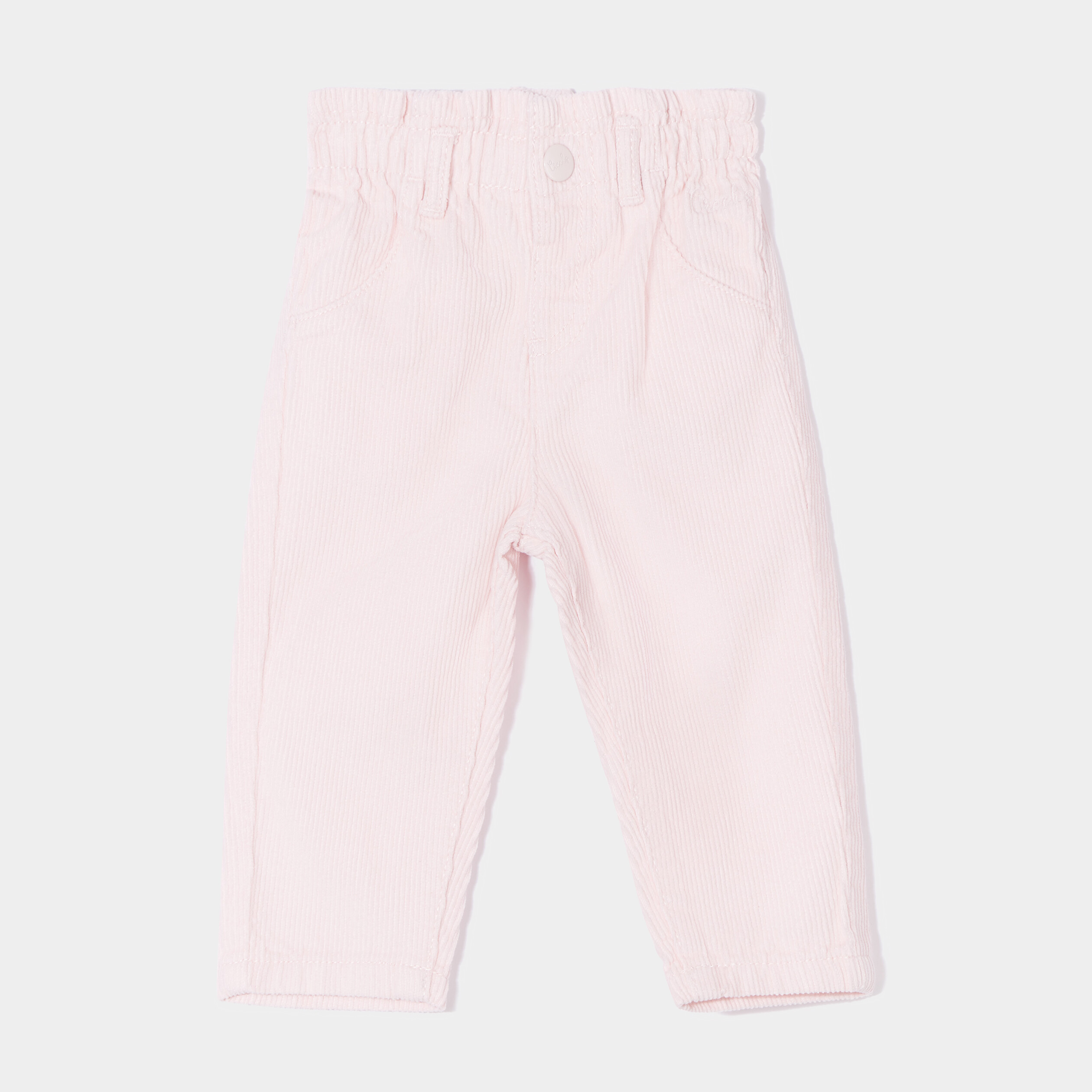 Pantalon slouchy velours côtelé Creeks rose clair bébé fille | La Halle
