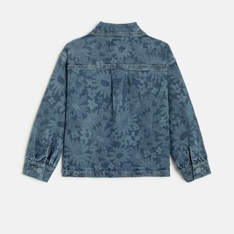 Veste en jean fille imprimé fleuri bleu Catimini