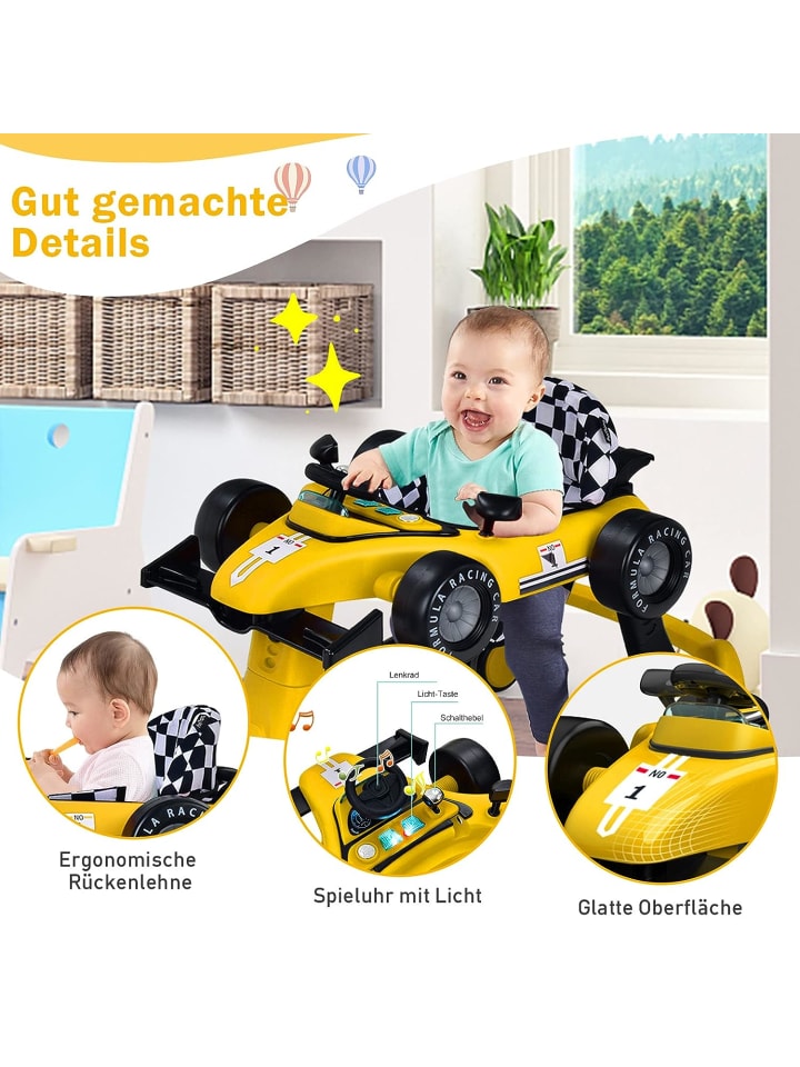COSTWAY 4 in 1 Lauflernwagen in Gelb günstig kaufen 75 cm