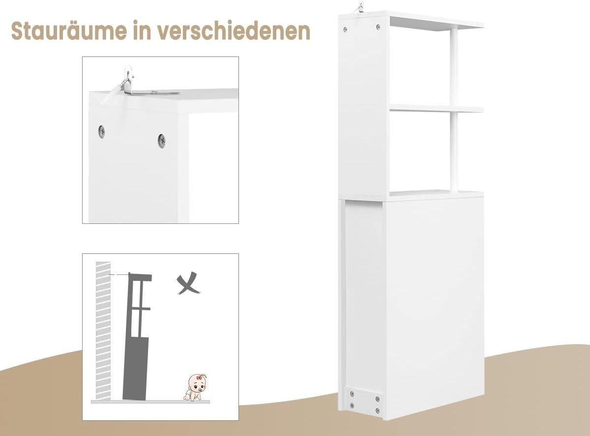 EUGAD Mehrzweckschrank (1-St) Nischenschrank schmal, mit Schublade auf Rollen, Weiß