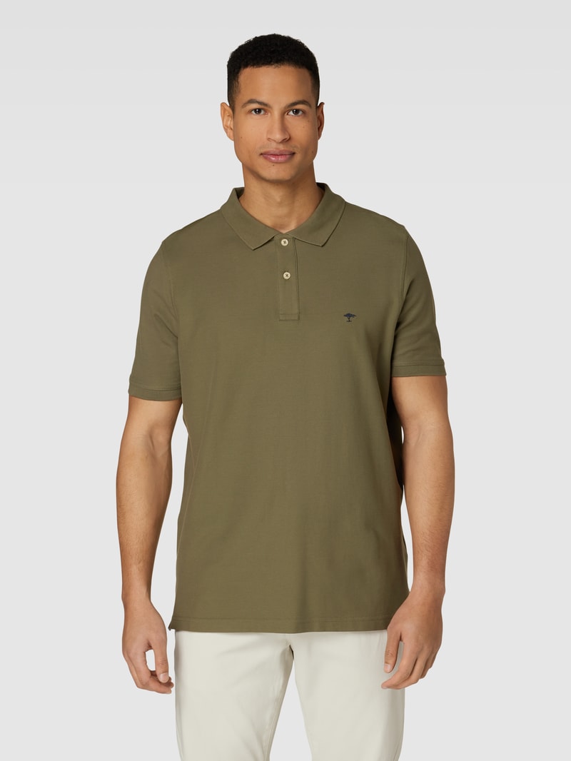 Poloshirt mit Logo-Stitching in olivgrün