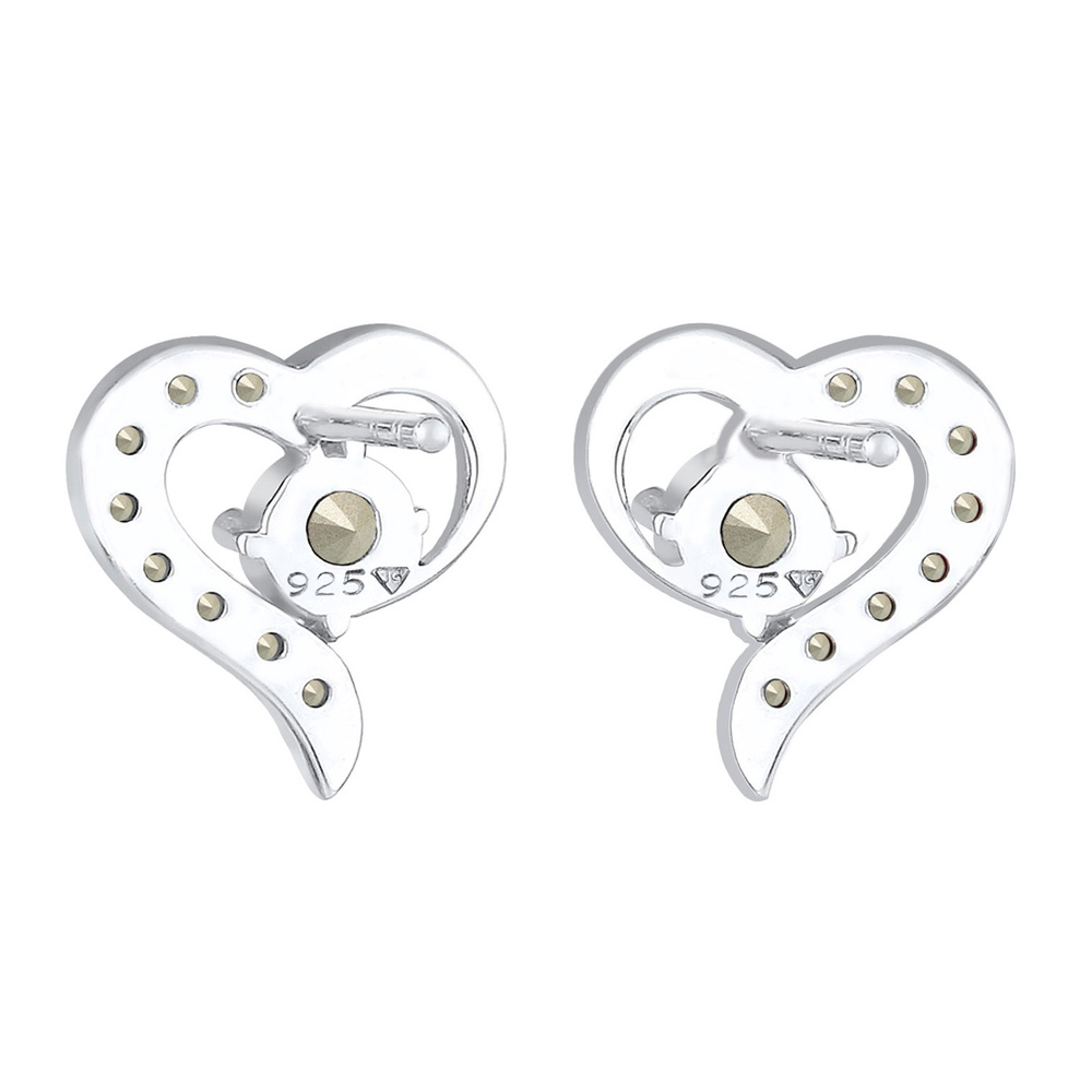 Elli Elli Boucles d'Oreilles Femmes Clous d'oreilles Cœur avec Cristaux en Argent Ster Boucles d'oreilles